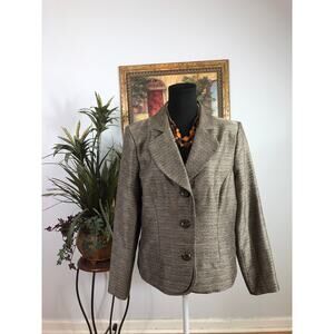 Danillo Blazer Jacket Women Size 14 Brown Metallic Textured Formal Career